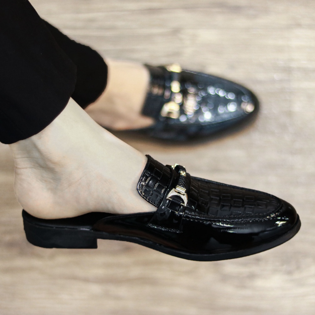 Giày da nam đẹp giá rẻ phong cách hàn quốc, giày lười hở gót mã L208