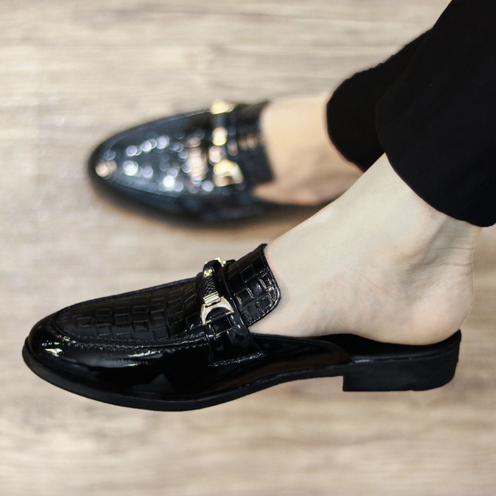 Giày da nam đẹp giá rẻ phong cách hàn quốc, giày lười hở gót mã L208