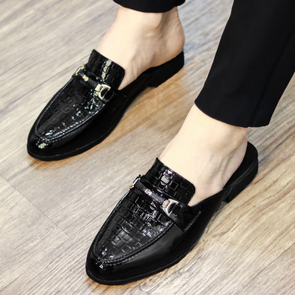 Giày da nam đẹp giá rẻ phong cách hàn quốc, giày lười hở gót mã L208