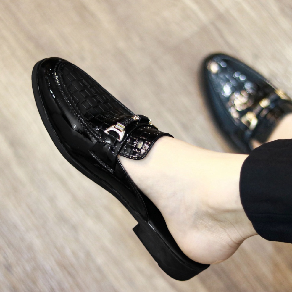 Giày da nam đẹp giá rẻ phong cách hàn quốc, giày lười hở gót mã L208