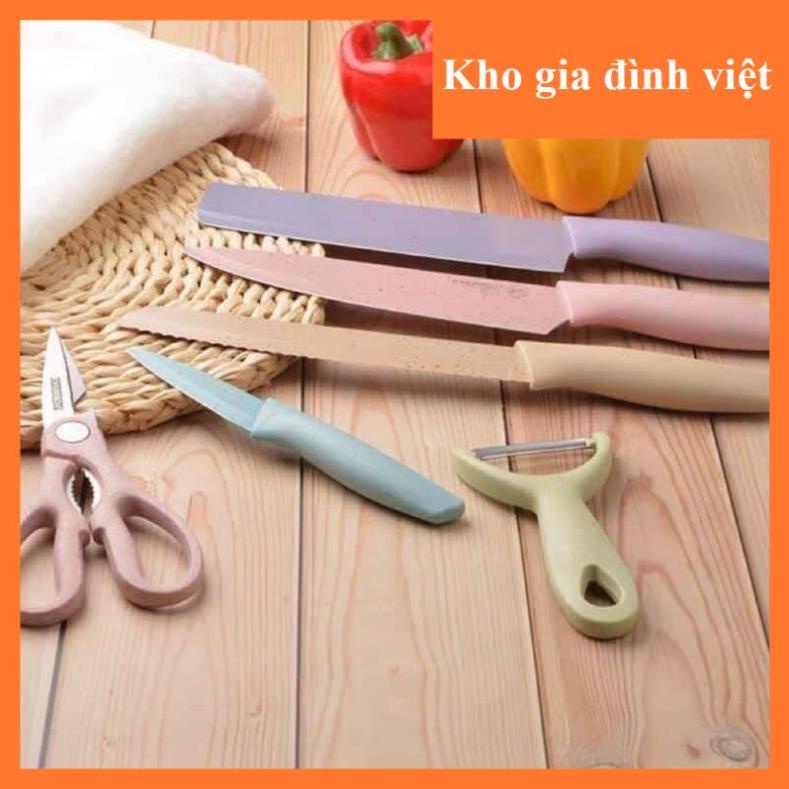 [HCM] BỘ DAO 6 MÓN KITCHEN KNIFE LÚA MẠCH