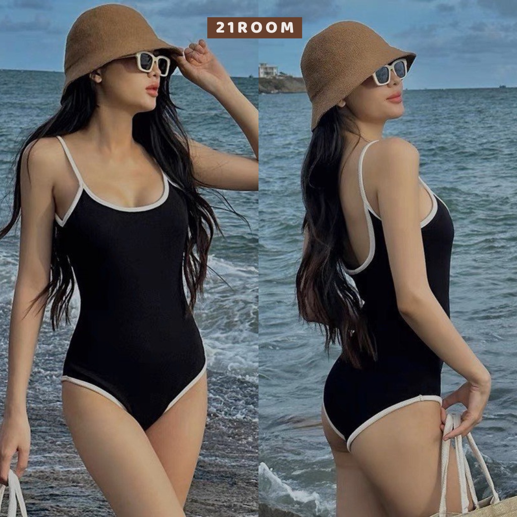 B01 (Loại 1 Có Sẵn) Bodysuit Hai Dây Nữ Viền Nổi Đi Biển Chất Thun Co Dãn 21Room