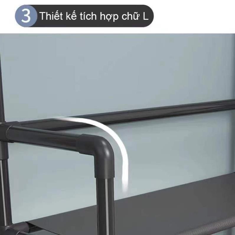 Kệ nhựa để giày dép, kệ đựng giày thông minh đa năng chữ L 4 tầng thông minh có móc treo quần áo và đồ dụng khác