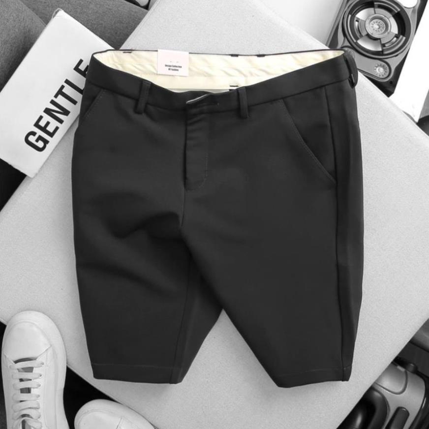 Quần short nam quần sọt tây âu đùi ngắn nam chất mềm mịn co giãn 3 đen kem xám PADAS Menswear QS701