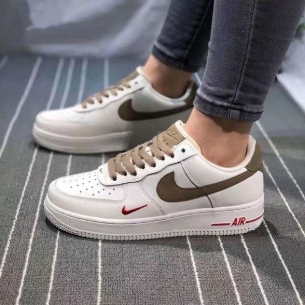 Giày sneaker AF1 trắng vạch nâu Hot trend nam nữ, Giày thể thao FORCE 1 trắng vệt nâu dùng đi học,tập gym,chạy bộ 2023