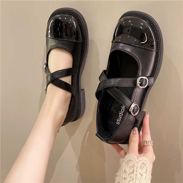 Mary jane Giày Da Đế Dày Phong Cách Thời Trang Nhật Bản