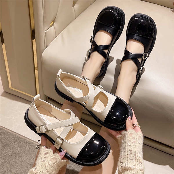 Mary jane Giày Da Đế Dày Phong Cách Thời Trang Nhật Bản
