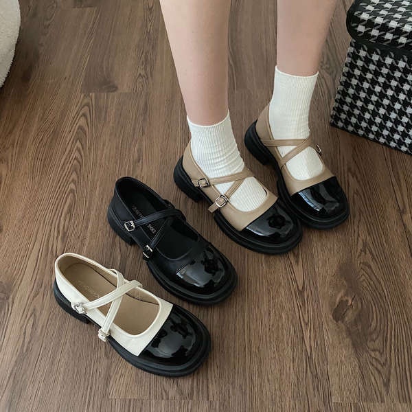 Mary jane Giày Da Đế Dày Thời Trang 2023 Dành Cho Nữ