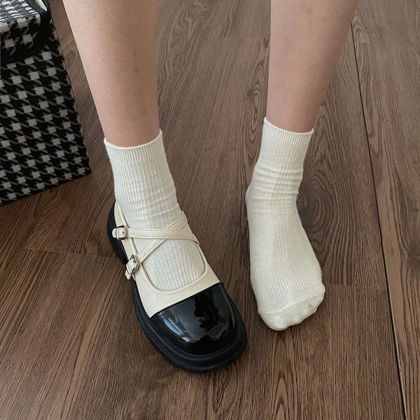 Mary jane Giày Da Đế Dày Thời Trang 2023 Dành Cho Nữ