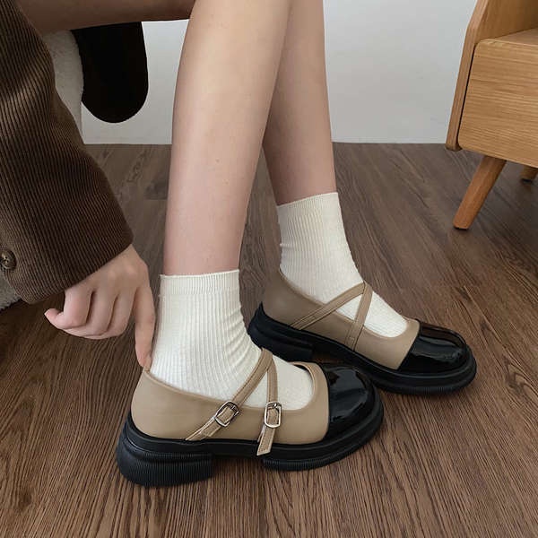 Mary jane Giày Da Đế Dày Thời Trang 2023 Dành Cho Nữ