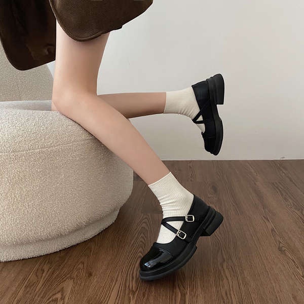 Mary jane Giày Da Đế Dày Thời Trang 2023 Dành Cho Nữ