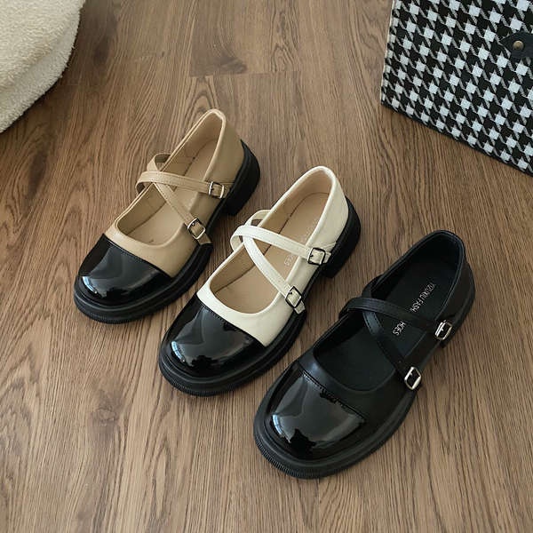 Mary jane Giày Da Đế Dày Thời Trang 2023 Dành Cho Nữ