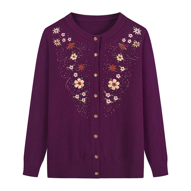 Áo Khoác cardigan Thêu Họa Tiết Thời Trang Xuân Thu Cho Phụ Nữ Trung Niên