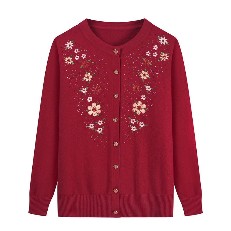 Áo Khoác cardigan Thêu Họa Tiết Thời Trang Xuân Thu Cho Phụ Nữ Trung Niên