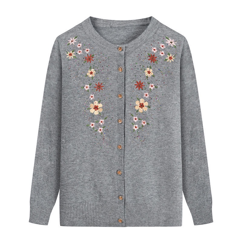 Áo Khoác cardigan Thêu Họa Tiết Thời Trang Xuân Thu Cho Phụ Nữ Trung Niên