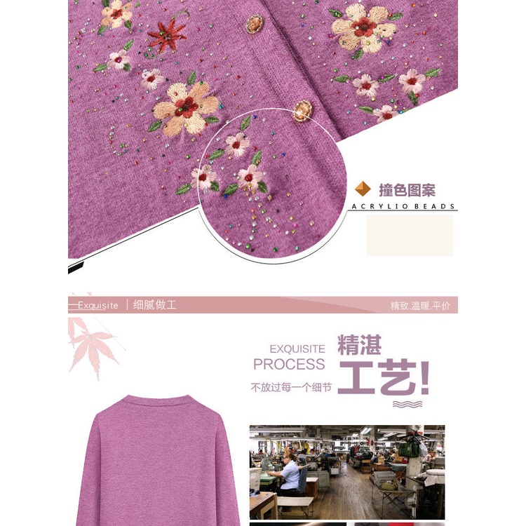 Áo Khoác cardigan Thêu Họa Tiết Thời Trang Xuân Thu Cho Phụ Nữ Trung Niên