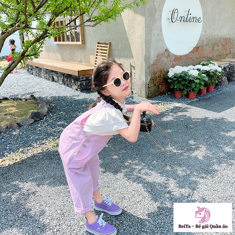 Bộ Áo Sơ Mi cotton + Quần Yếm Mỏng Phong Cách Đường Phố Thời Trang Mùa Hè 2023 Mới Cho Bé Gái