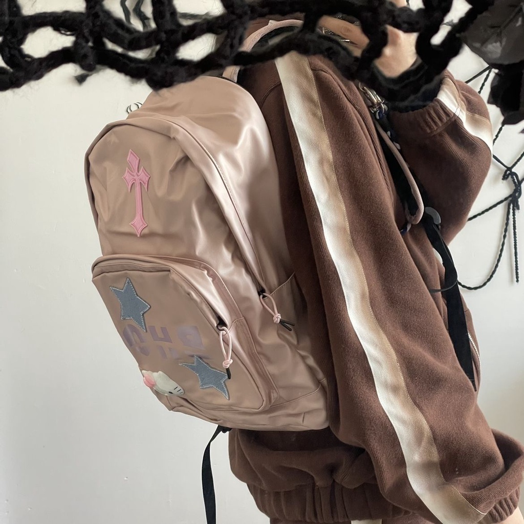 Sweet and Spiy pink / y2k Millet Túi Đeo Chéo Vai Đi Học Sức Chứa Lớn Hình Ngôi Sao Màu Xanh Dương Ngọt Ngào Cho Nữ