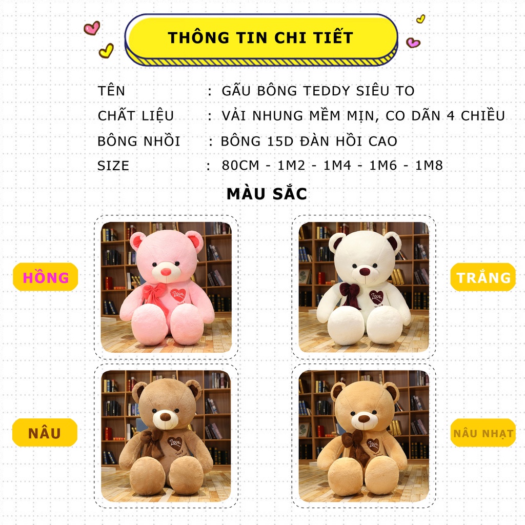 Gấu bông teddy siêu to cỡ lớn siêu đẹp siêu cute, Gấu bông sang trọng, Đồ chơi thú bông - SANBEO.VN