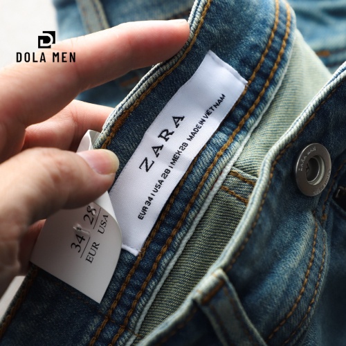 Quần Jean Nam ZARA CXZAR002 màu Xanh Was Co Giãn tag da thật, co giãn thoải mái Hàng Chính Hãng Cao Cấp Dolamen