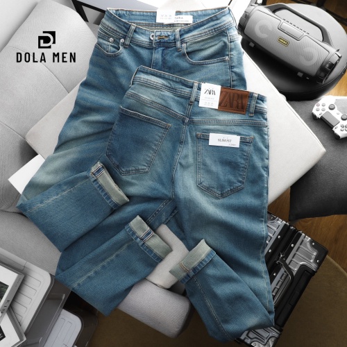 Quần Jean Nam ZARA CXZAR002 màu Xanh Was Co Giãn tag da thật, co giãn thoải mái Hàng Chính Hãng Cao Cấp Dolamen