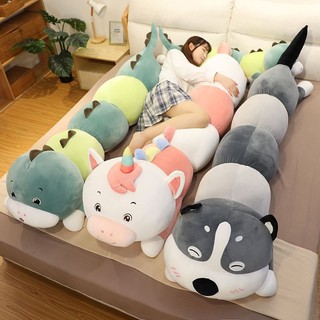 Gối ôm nhồi bông dài hình chú sâu / khủng long husky dễ thương cho bé gái