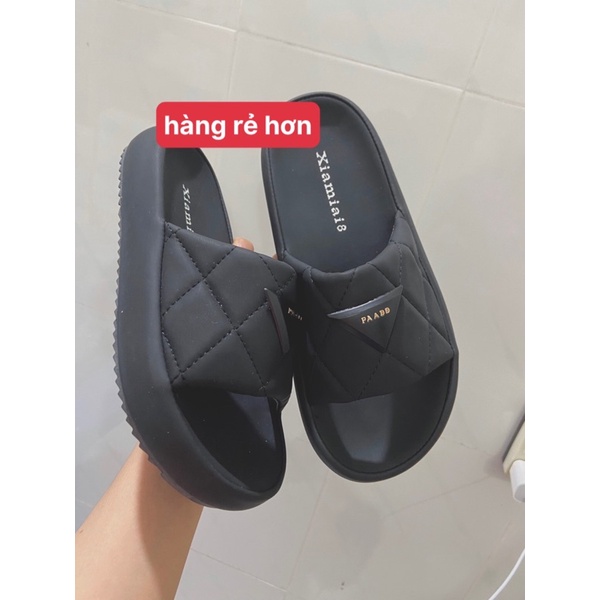 Dép lê quai ngang đế bánh mì da siêu đẹp