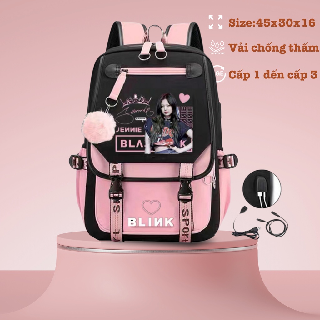 Balo Black.pink bé gái cấp 1, cấp 2 cấp 3