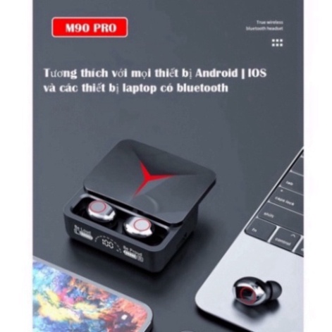 Tai nghe bluetooth không dây M90 Pro tws 5.3 cảm ứng bass mạnh âm thanh HIFI cho android ios hot
