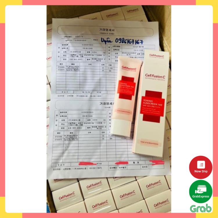 Kem Chống Nắng Nâng Tông Trắng Hồng Cell Fusion C Toning Sunscreen 100 SPF50+ PA++++ 50ml - Shop Sam SHOP