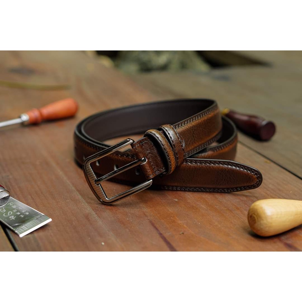 Thắt lưng nam da bò cao cấp, Dây nịt phong cách hàn quốc khóa chốt DN501