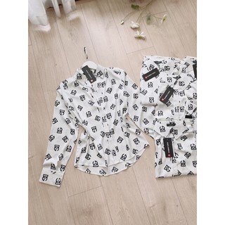Áo sơmi hoạ tiết lụa satin