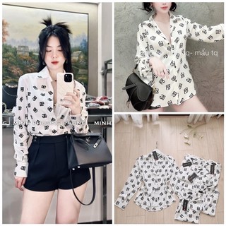 Áo sơmi hoạ tiết lụa satin