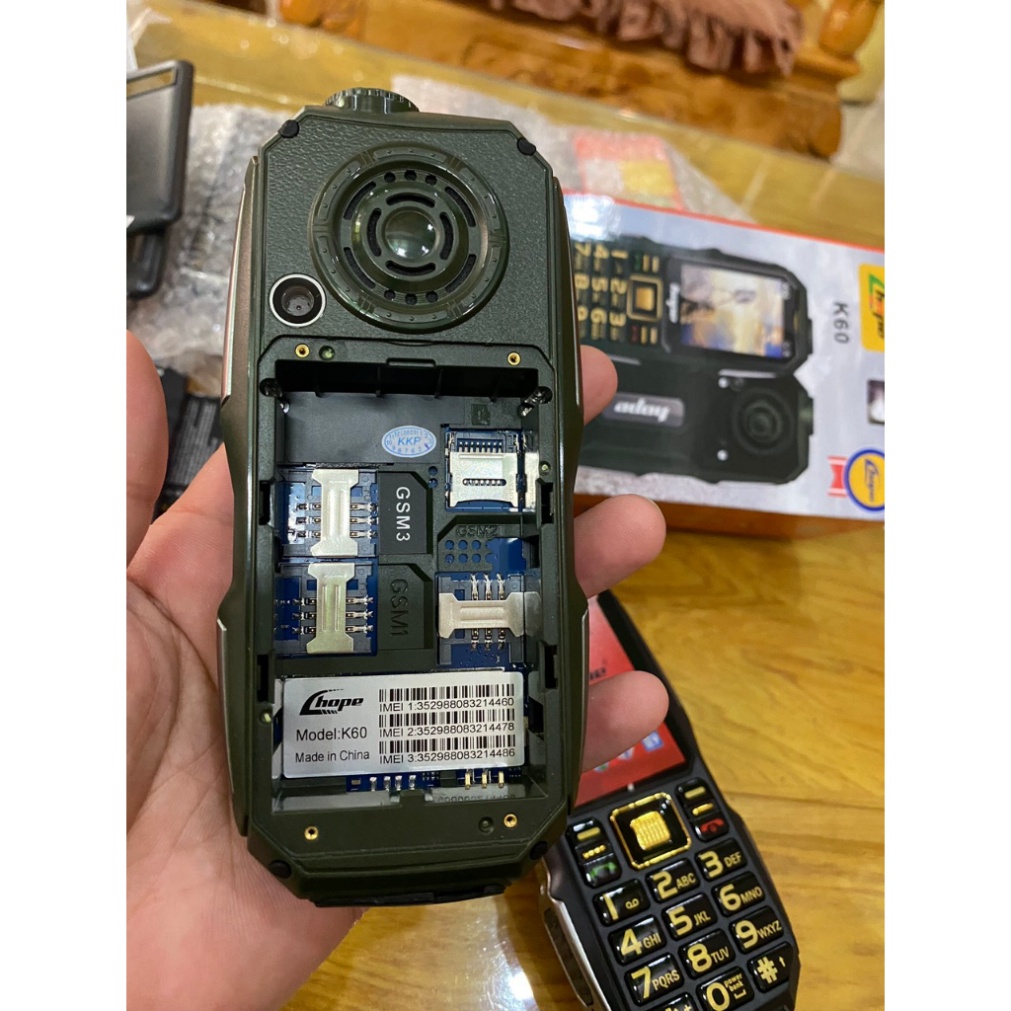 Điện Thoại 3 sim 3 sóng Hope K60 Pin Trâu Loa To Phím To dành cho người già
