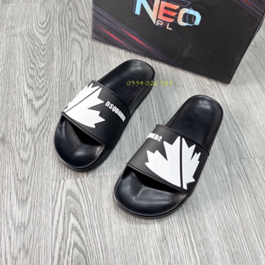 Dép Nam Quai Ngang Unisex  DSQ 2 bản mới nhất logo lá phong