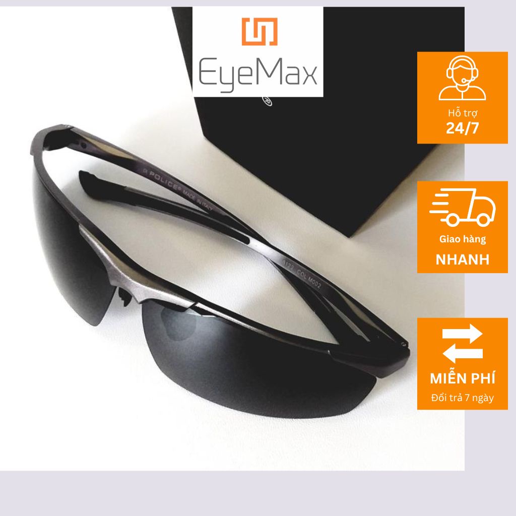 Kính mát nam chống chói nắng cao cấp EYEMAX mắt kính râm gọng kim loại tròng Polarized dáng thể thao