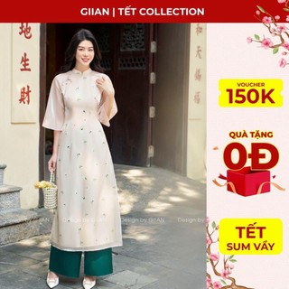 Áo dài cách tân nữ hoa cẩm tú bốn tà duyên dáng