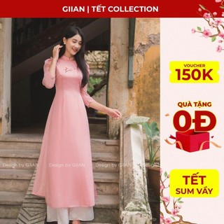 Áo dài cách tân nữ bốn tà cổ hai phân tay dài truyền thống