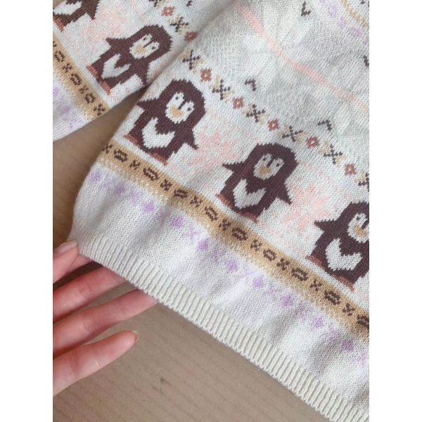 Áo len bé gái chim cánh cụt Hm xuất