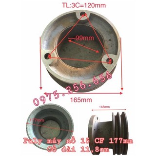 Phụ tùng hùng lỳ puly máy nổ 15 cf 18cm 2 rãnh b cổ dài 11.8cm