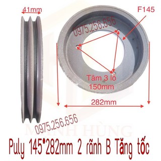 Phụ tùng hùng lỳ puly 145*282mm 2 rãnh b tăng tốc máy nổ 12=15=18=24