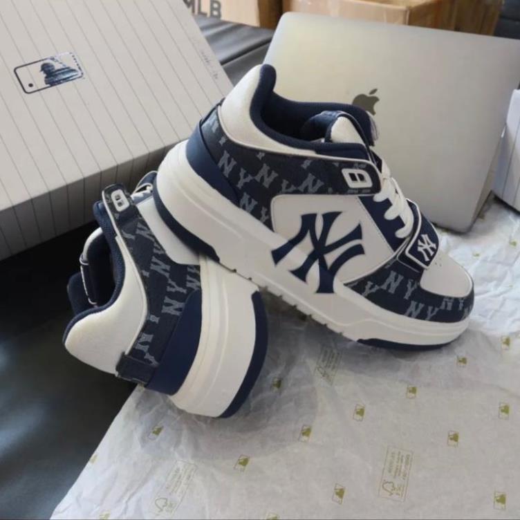 Giày Thể Thao MLB CHUNKY LINNER MONOGRAM 2023, Giày Sneaker NY Xanh Navy Full Box