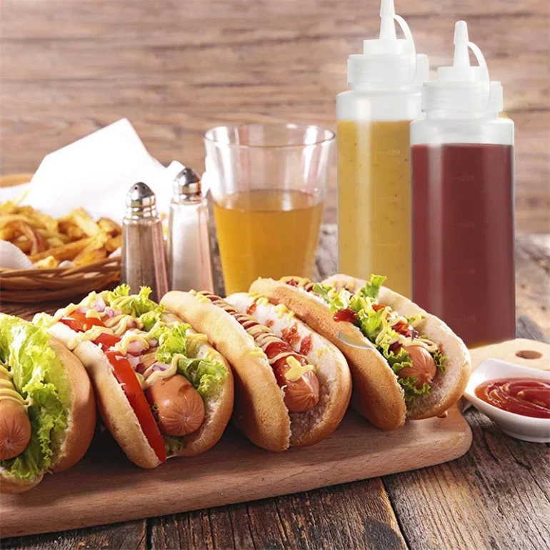 Đủ Màu Chai Nhựa Bóp Đựng Tương Ớt, nước dùng sốt Gia Vị, máy tập giảm mỡ nhà ăn Plastic Bottle Of Tomato Sauce