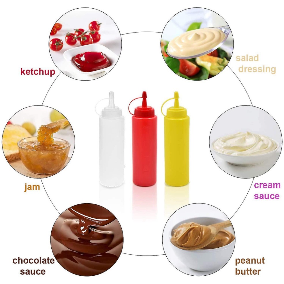 Đủ Màu Chai Nhựa Bóp Đựng Tương Ớt, nước dùng sốt Gia Vị, máy tập giảm mỡ nhà ăn Plastic Bottle Of Tomato Sauce