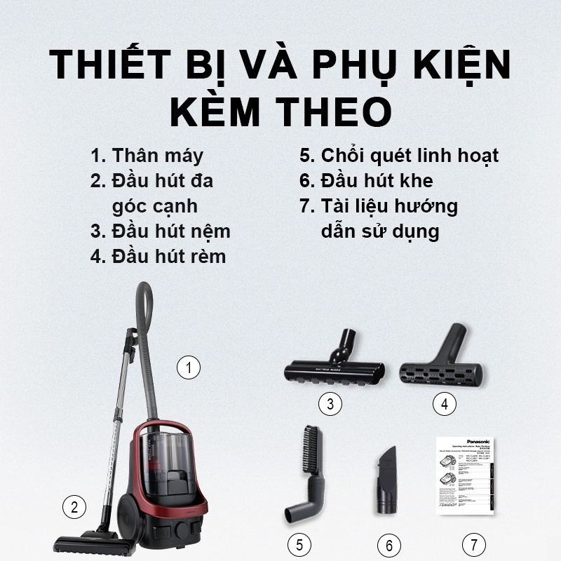Máy Hút Bụi Dạng Hộp Panasonic MC-CL607RN49 - Công suất 2100W - Công nghệ gió xoáy - Hàng chính hãng