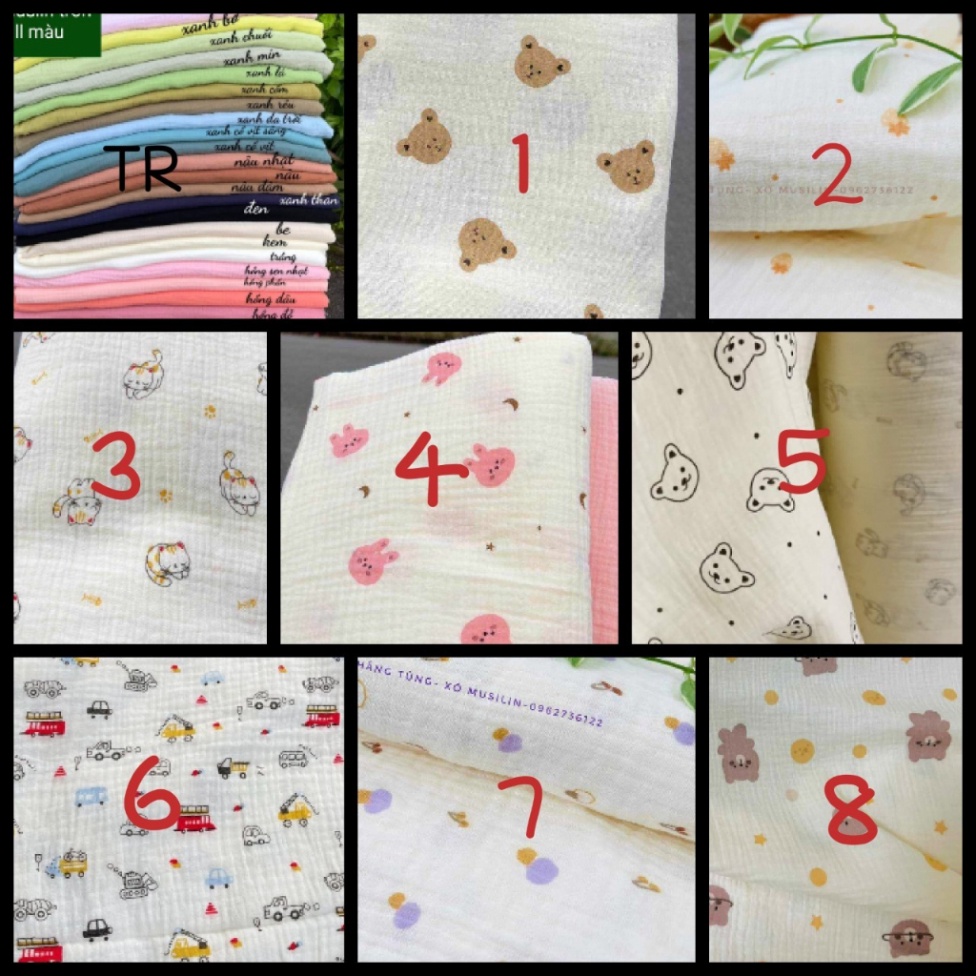 Yếm hình hoa Thêu Tên Bé Theo Yêu Cầu vải Xô Muslin 5 lớp nhiều họa tiết cho bé từ 0 - 2.5y