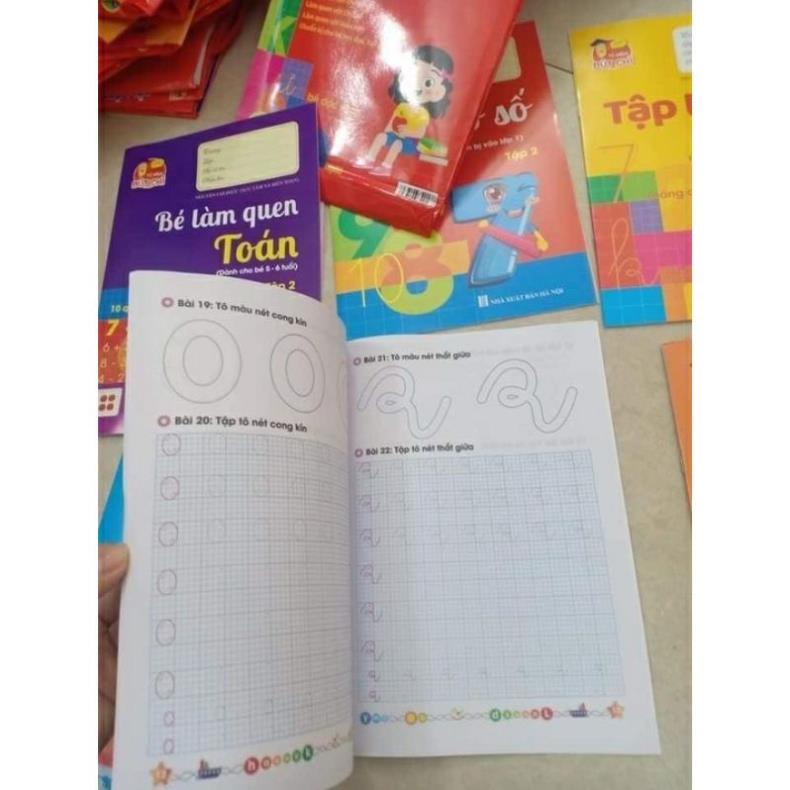 Sách - Bộ hành trang cho bé vào lớp 1 tập tô tập viết chữ, số - 10 quyển kèm bút chì và tẩy