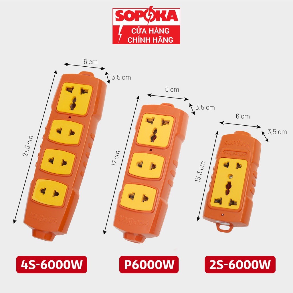 Ổ cắm điện lõi sứ chống cháy 6000W SOPOKA siêu chịu tải- 4000W Điện Quang