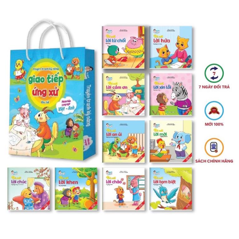 Truyện Tranh - Combo 10 Cuốn Kỹ Năng Giao Tiếp Ứng Xử Cho Bé 2-6 tuổi - Song Ngữ