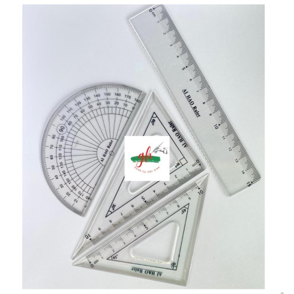 Bộ 4 cây thước kẻ DORAEMON 6040 chất lượng tốt / Thước học toán đủ bộ cho học sinh